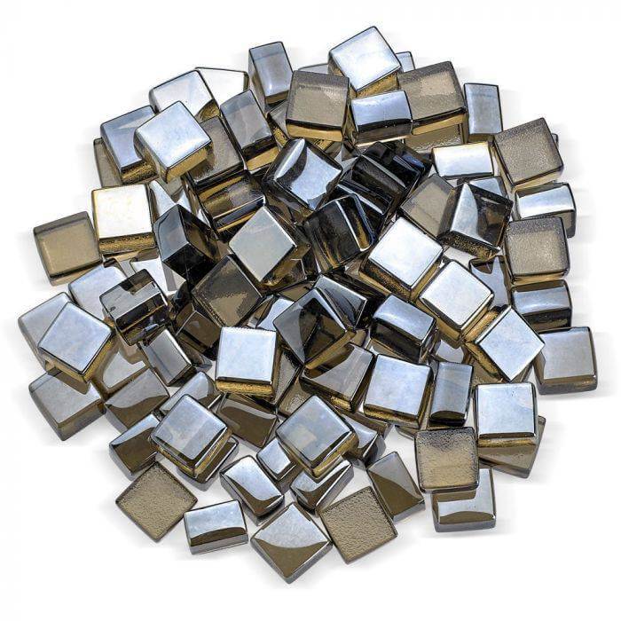 tempered fire pit glass 10lb bag from 2.0 Collection, reflective cube fire glass media for modern fire pit flame