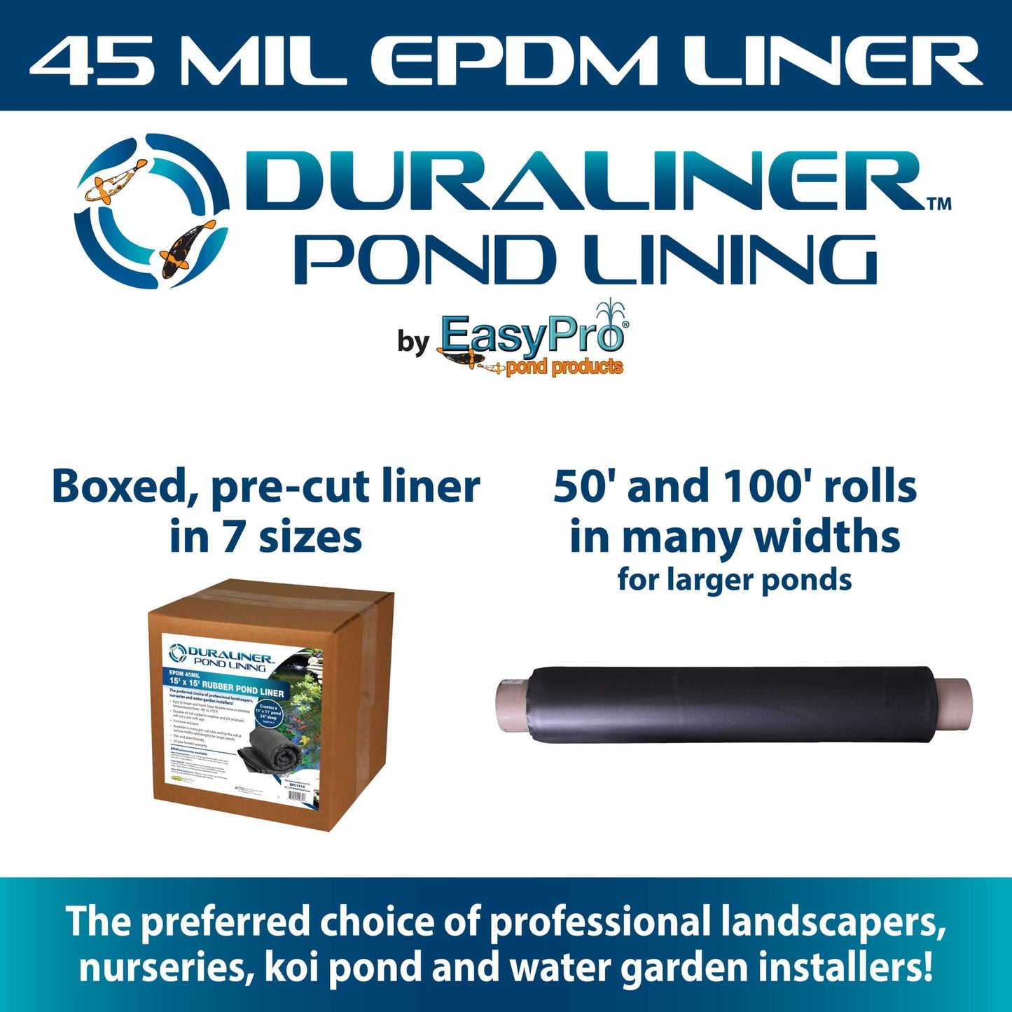 DuraLiner™ – 45mil Rubber Pond Liner – Custom Cut Liner.