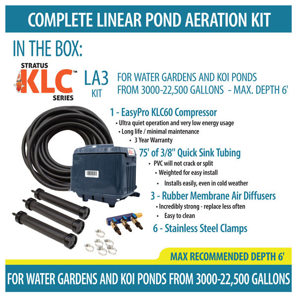 KLC Koi Pond Aerators - 3000 to 22500 gallon ponds