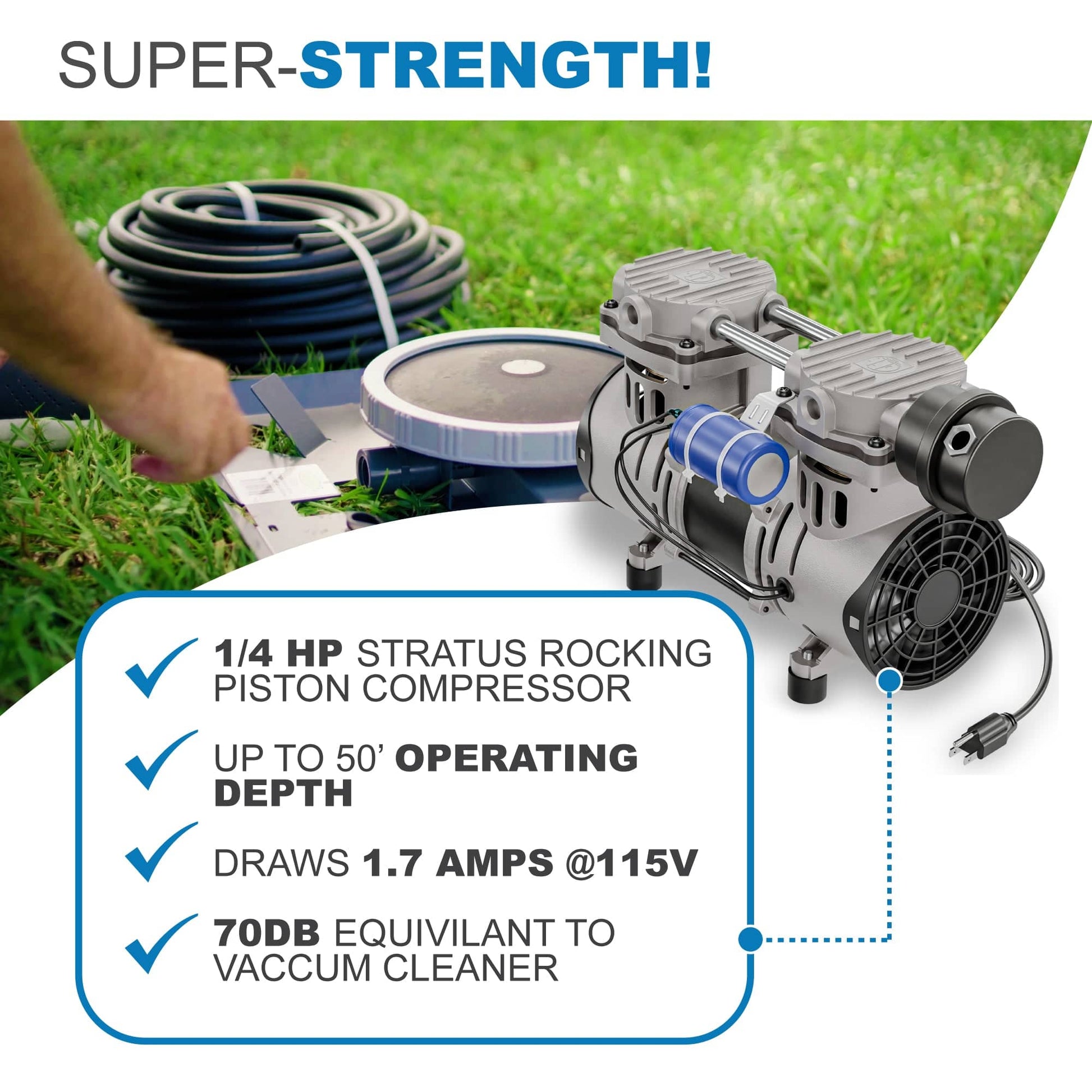 AirPro 1/4 HP Rocking Piston Pond Aerator - For Ponds up to 1 Acre.