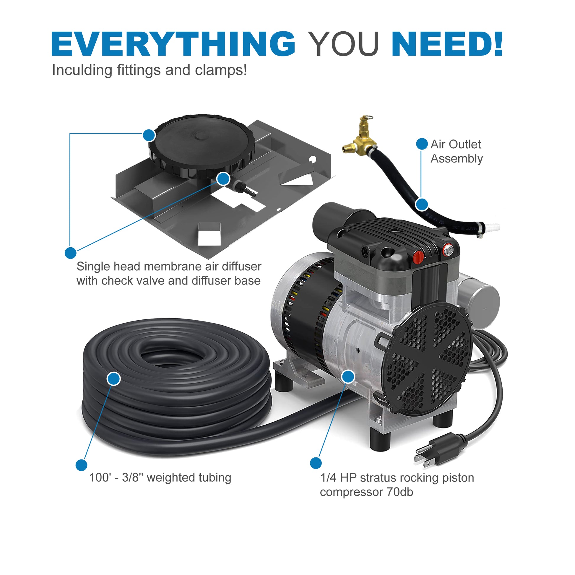 AirPro Rocking Piston Pond Aerator Kit - up to 1 Acre.