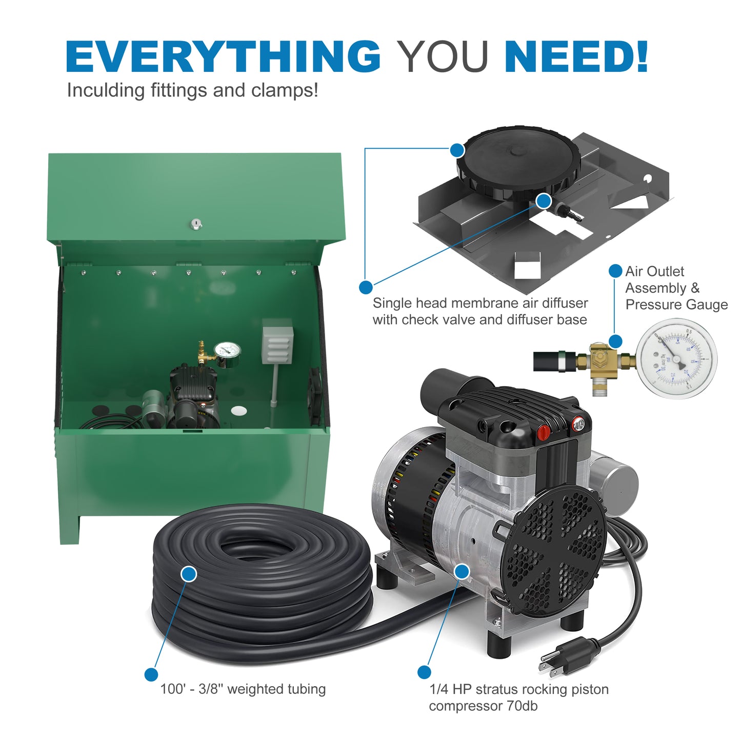 AirPro Deluxe Pond Aerator Kit - 1/2 to 1 Acre Ponds.