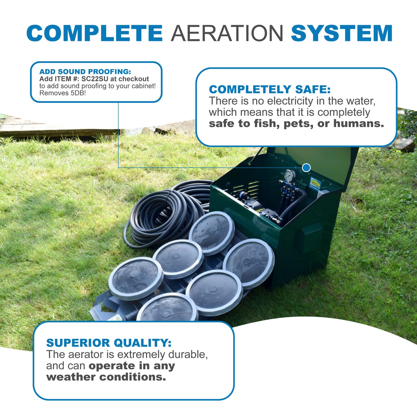 AirPro Deluxe Pond Aerator Kit - up to 3 Acre Ponds - Living Water Aeration