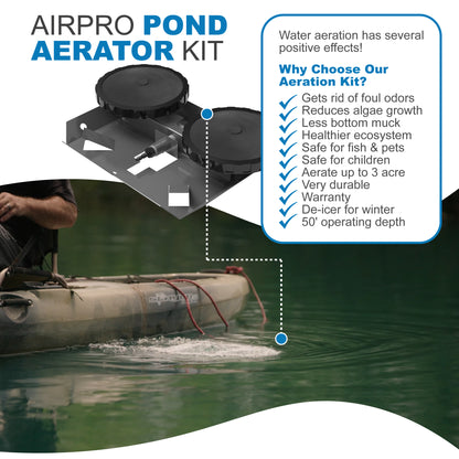 AirPro Deluxe Pond Aerator Kit - up to 3 Acre Ponds - Living Water Aeration