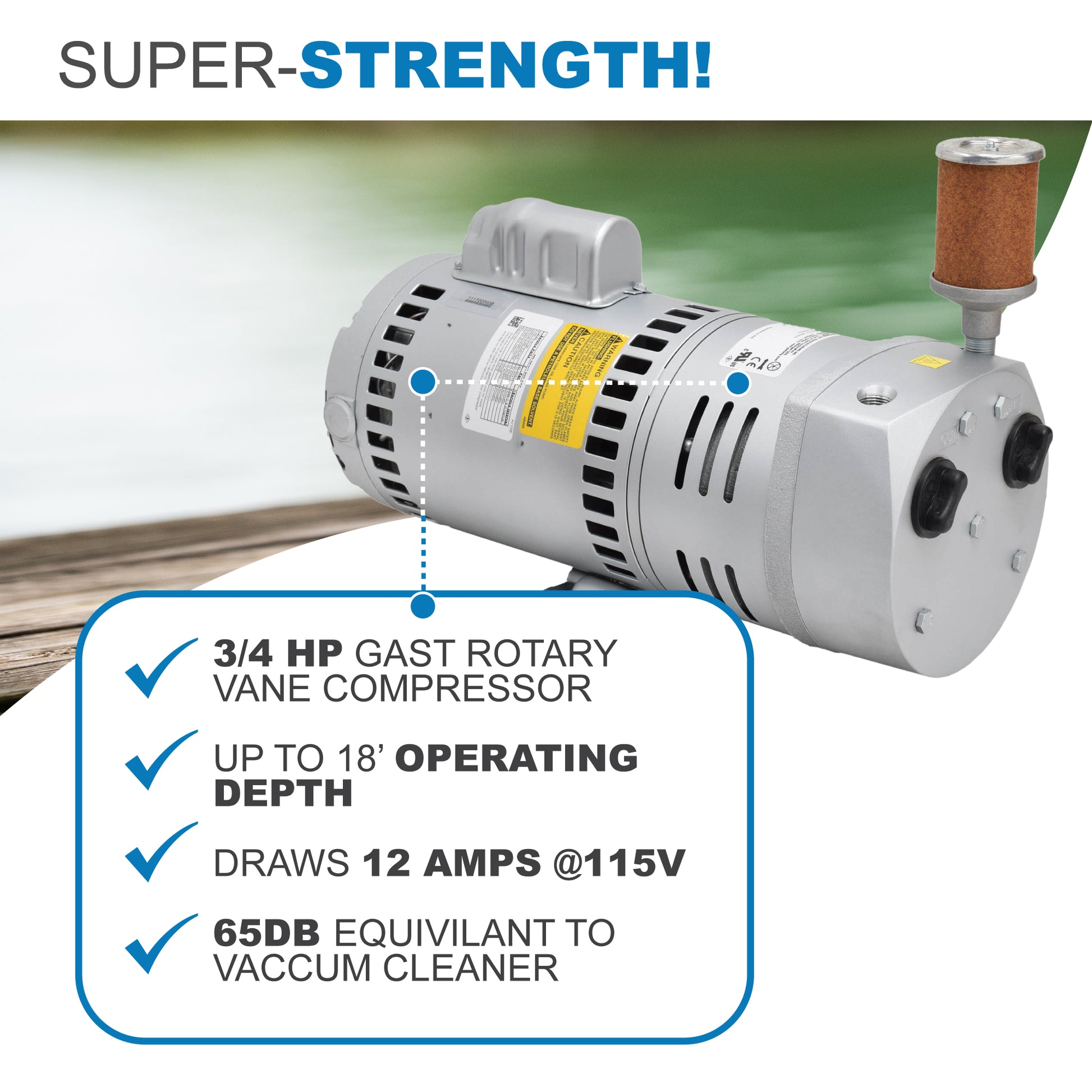 AirPro 3/4 HP Rotary Vane Pond Aerator Kit - up to 6 Acres.