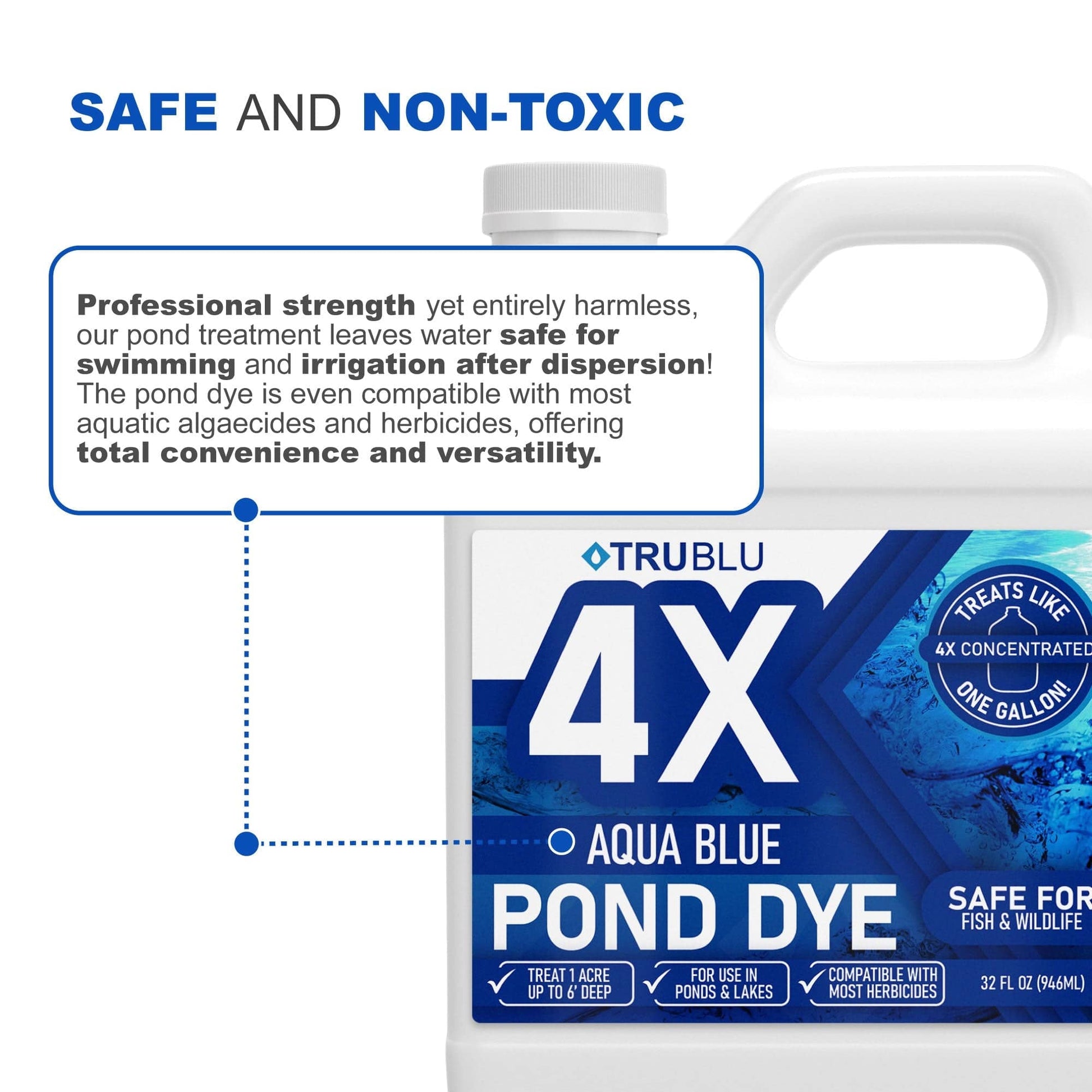 TruBlu Concentrated Aqua Blue Pond Dye - Living Water Aeration