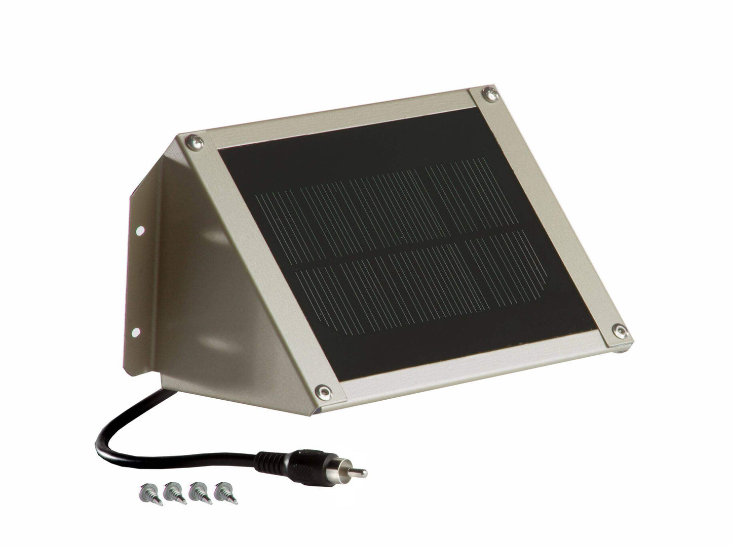Solar panel charging unit with mounting bracket, screws, and plug-in cable - solar charger for Sweeney feeders