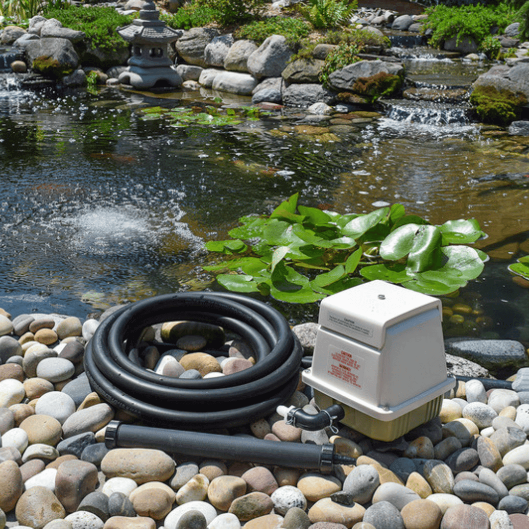 Easypro Linear Pond Aerator 1.0 CFM linear air pump kit with tubing and diffuser for pond aeration by water garden
