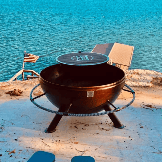 37" Carbon Steel Fire Pit w/ Footrest - 100% USA MADE.