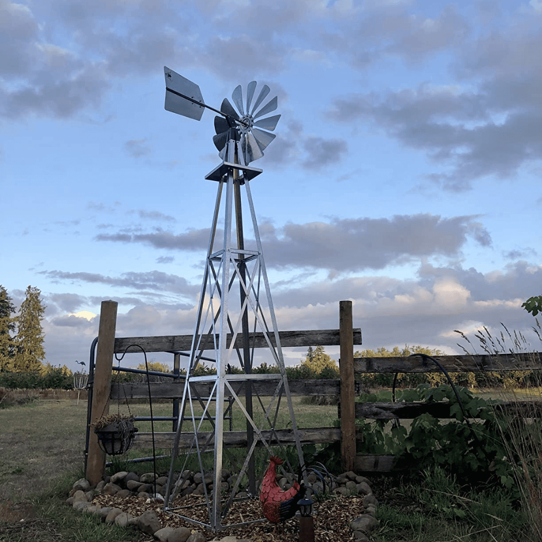 8 ft galvanized ornamental backyard windmill decorative outdoor yard windmill on metal tower in garden landscape