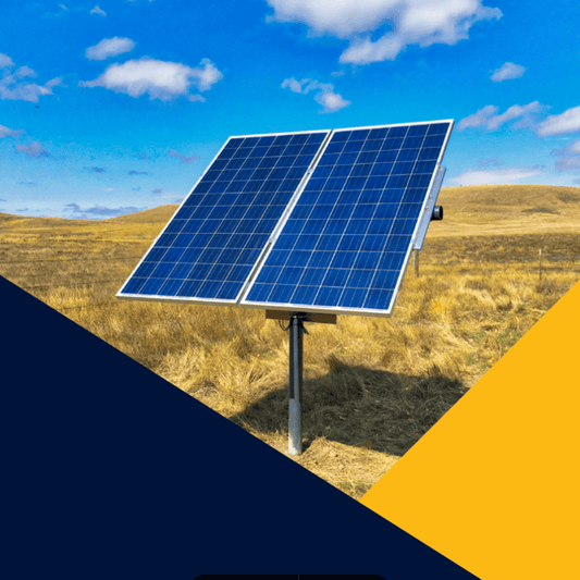 single solar panel for KASCO aerator fountain mounted outdoors on pole, field-ready replacement panel for aerators and fountains