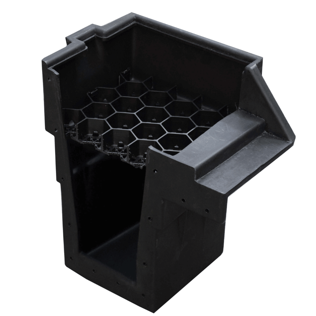 Easypro Waterfall Spillway Left / Right Ends Unassembled - Set up for 2" Pipe black spillway end section for ponds and fountains