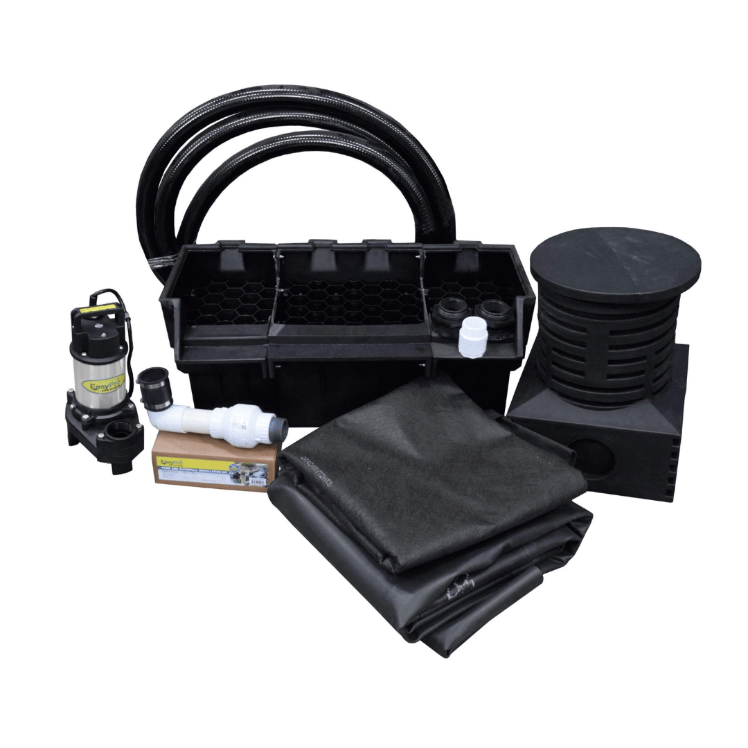 Pro-Series Just-A-Falls Pondless Waterfall Kit showcasing a 50" spillway and premium components for creating impressive outdoor waterfalls.