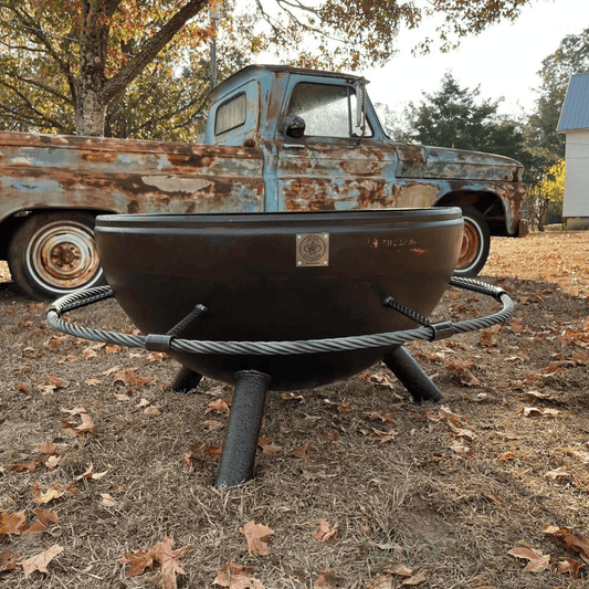 41" Carbon Steel Fire Pit w/ Footrest.