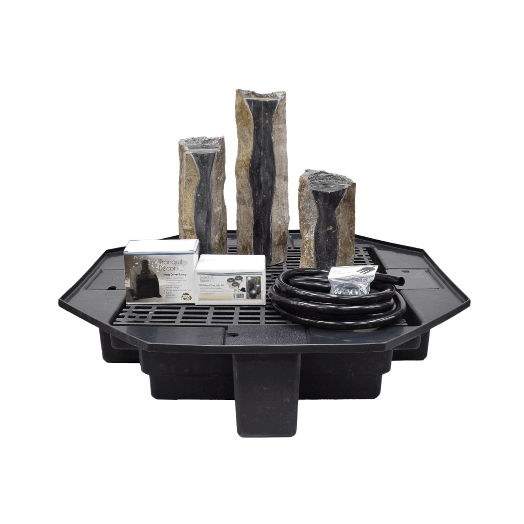 Modern Basalt Fountain Trio Complete Kit.
