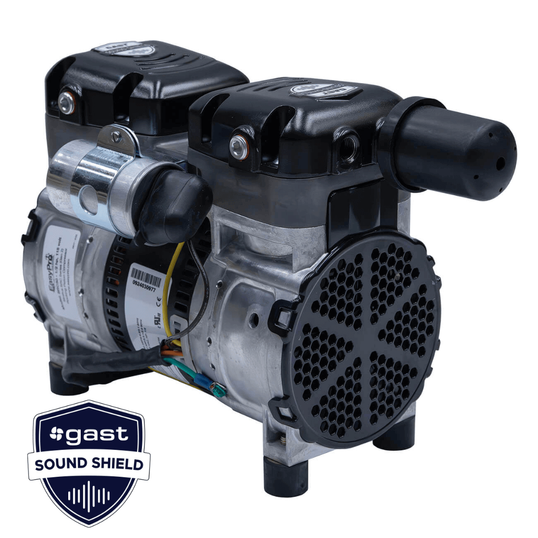 1/2 HP ultra-quiet oil-less pond aeration compressor Stratus SRC Series dual rocking piston with sound shield