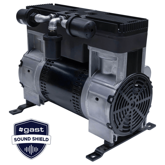 STRATUS 2 HP SRC SERIES HIGH PRESSURE DUAL ROCKING PISTON COMPRESSOR with SOUND SHIELD.