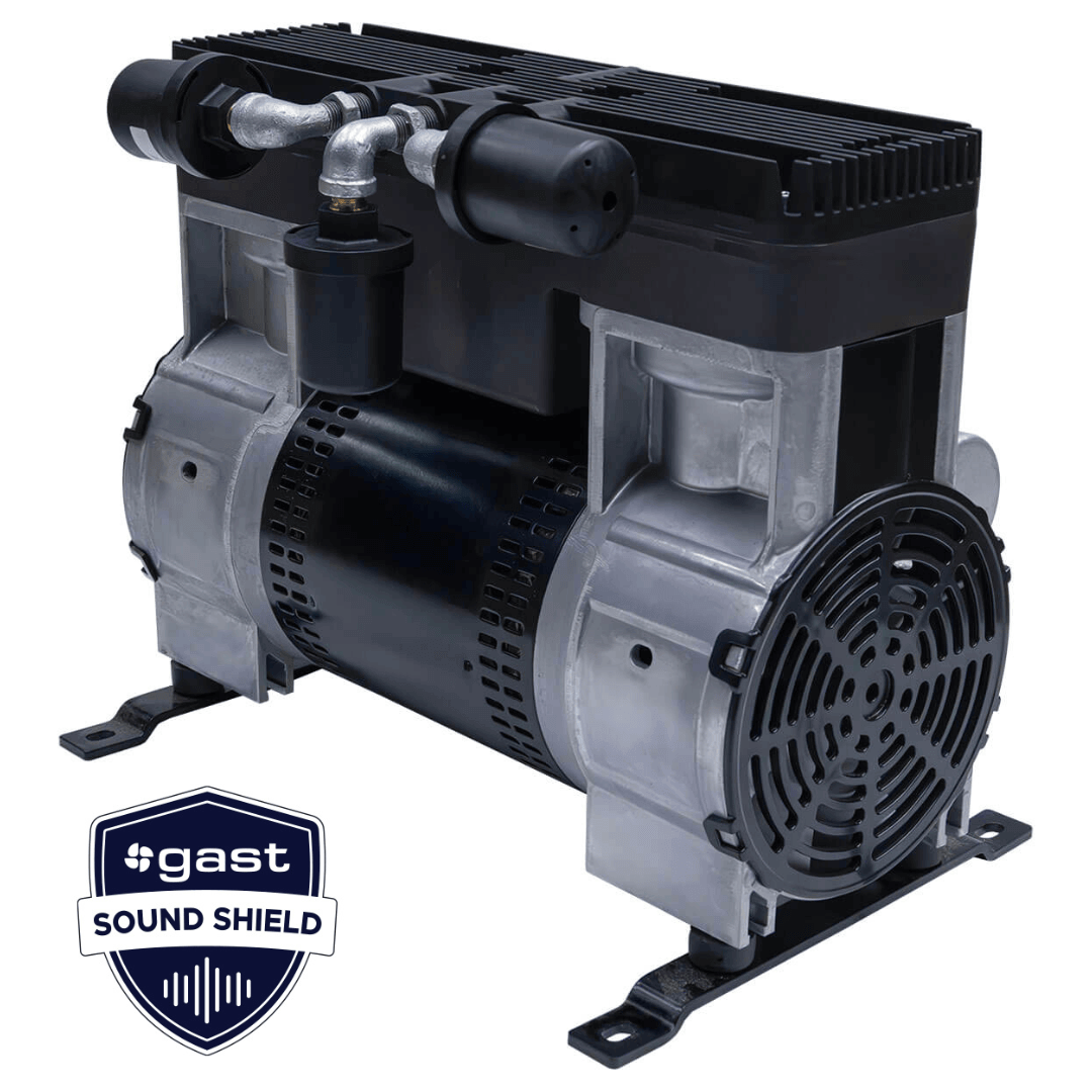 STRATUS 2 HP SRC SERIES HIGH PRESSURE DUAL ROCKING PISTON COMPRESSOR with SOUND SHIELD.