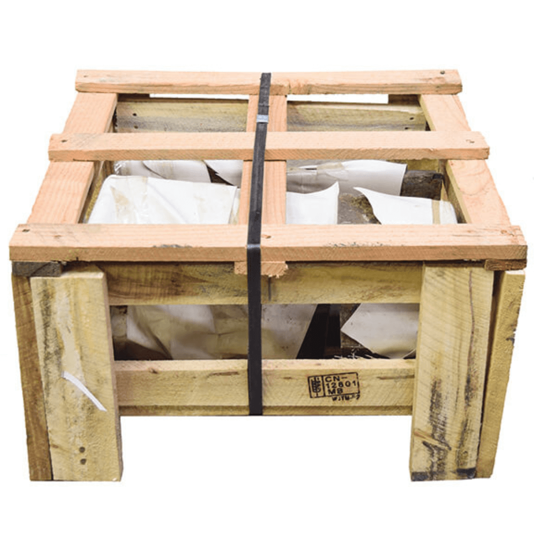 Crated components for keyed spillway basalt column waterfall kit XL column complete kit shipping crate
