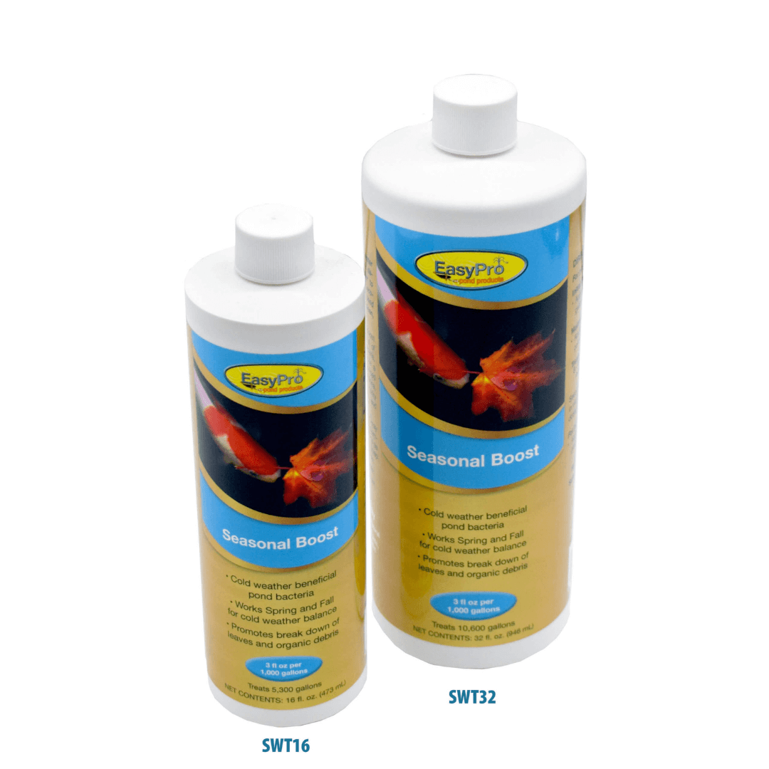 Seasonal Boost Liquid Bacteria bottles - cold water pond bacteria treatment for spring and fall pond maintenance