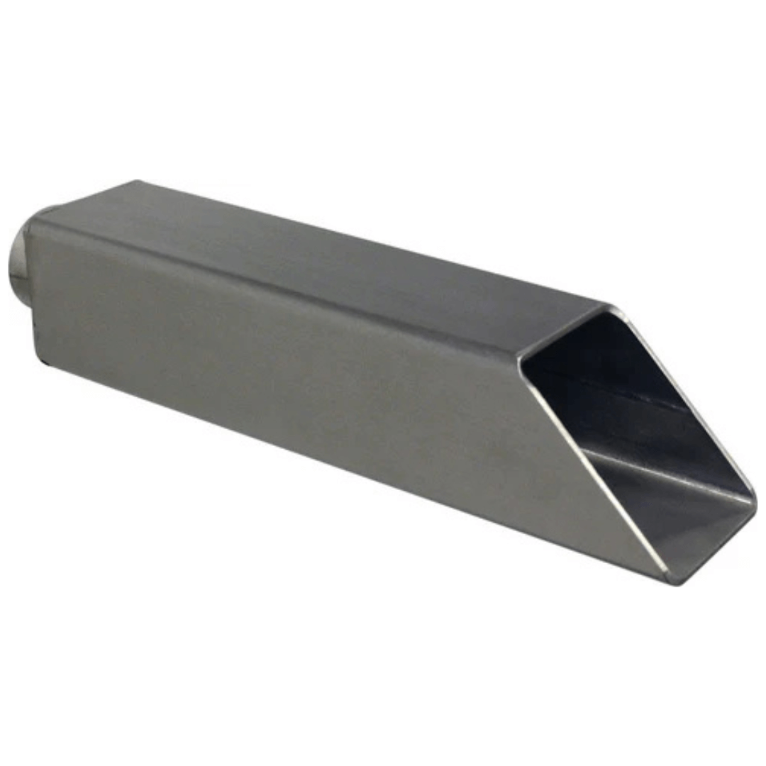 Vianti Falls stainless steel square wall scupper in stainless steel, square wall-mount water feature spout for pools and ponds