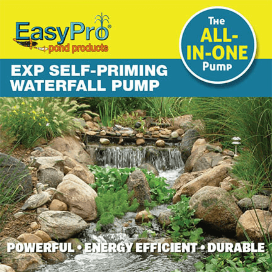EXP self-priming low head external pump 4000-9500 GPH EasyPro EXP self-priming waterfall pond pump packaging