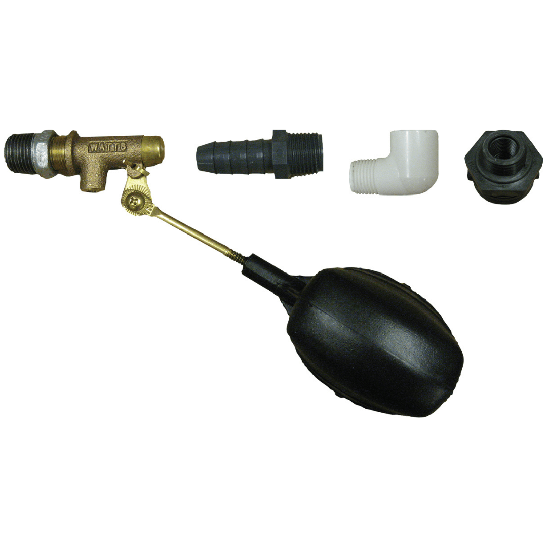auto fill valve kit for FWB basin with brass fill valve, float ball, and fittings for Vianti Falls water feature basin