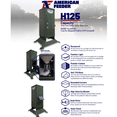 Bill Dance Series - Solar Powered Outdoor & Fish Feeder - 125lb.