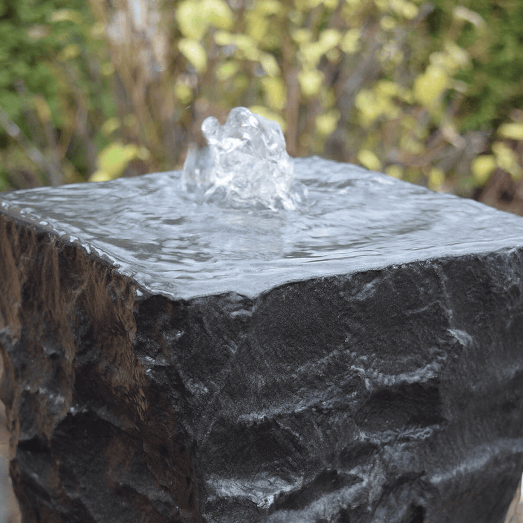 39 inch twisted basalt fountain kit polished top with bubbling water feature for outdoor garden landscape décor
