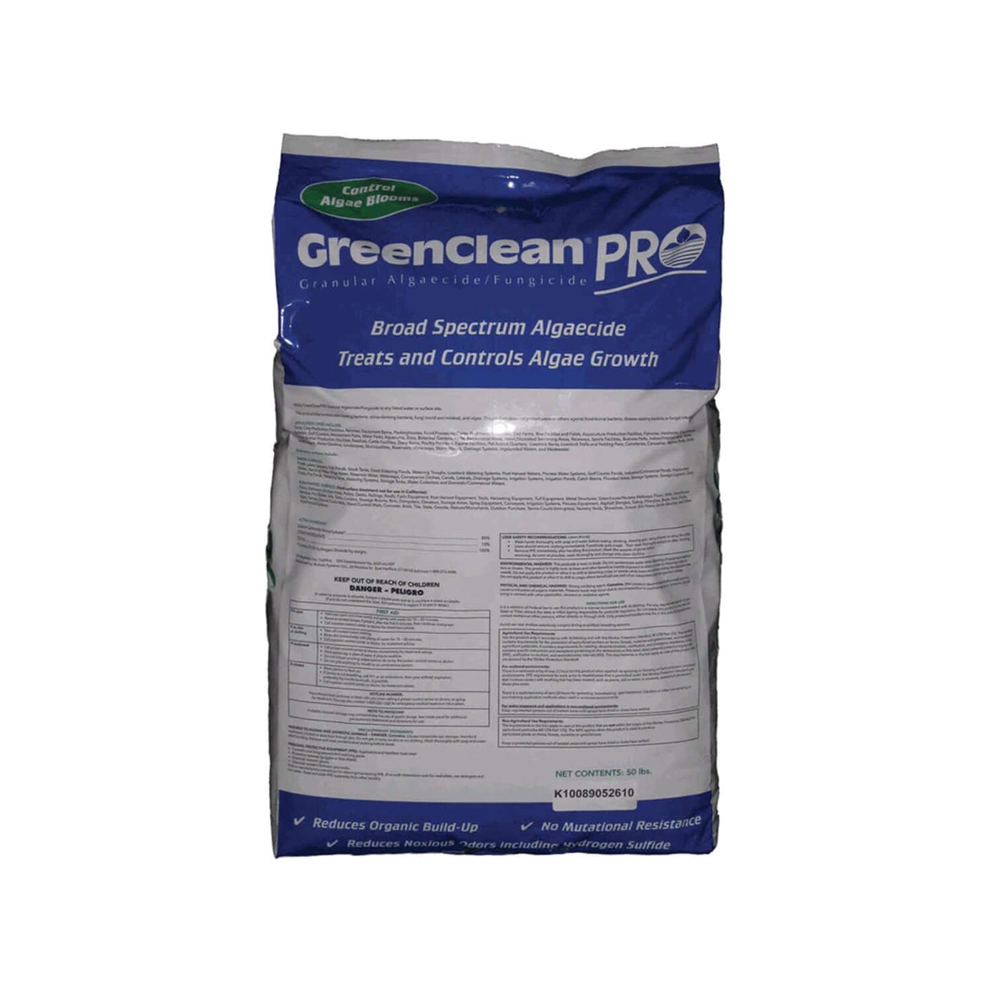 GreenClean Pro Algaecide for Ponds 50lbs granular algaecide 50 lb bag for fast-acting pond algae control, EPA registered, no copper
