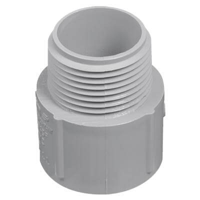 Alt Tag: 1" PVC Male Adapter for Vianti Falls Spillway - Connects to Flexible PVC Pipe, MPT x slip 1-inch PVC fitting for leak-free solvent weld connection
