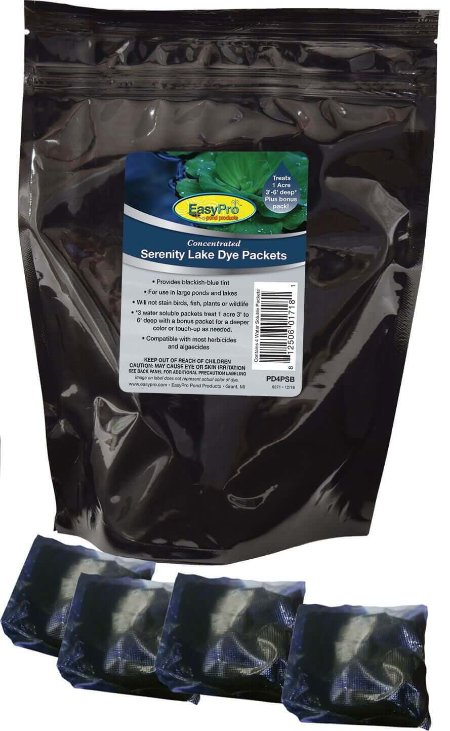 Easypro Lake Dye Packets – Dry – 4 packets - Serenity dry pond and lake dye packets for deeper blue water colorant
