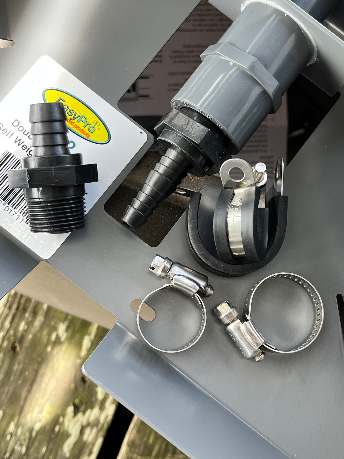 Barb and Check Valve For Diffuser w/ Clamps.