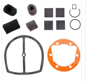 Gast rotary vane compressor rebuild kit with carbon vanes, gasket, and internal air filters for quick rotary vane compressor repair