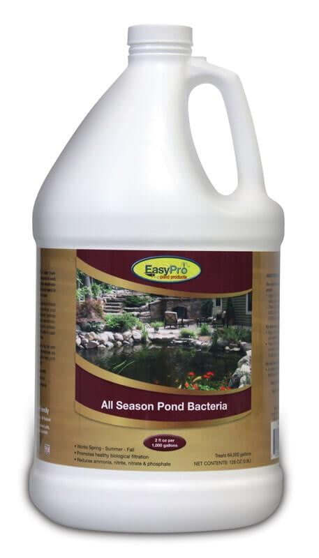 All Season- Liquid Pond Bacteria 128 oz (1 gallon) pond bacteria treatment jug for clear water, removes ammonia, nitrites, nitrates, phosphates