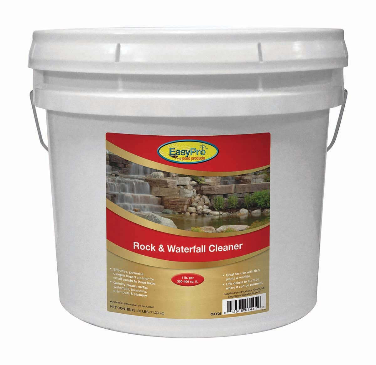 oxygen based pond cleaner bucket for cleaning pond rocks, waterfalls, streams and water features