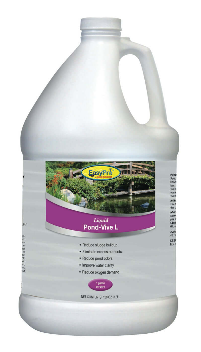 Pond-Vive L 1-gallon jug liquid pond bacteria treatment 1 gallon for reducing sludge, ammonia, nitrates and phosphates