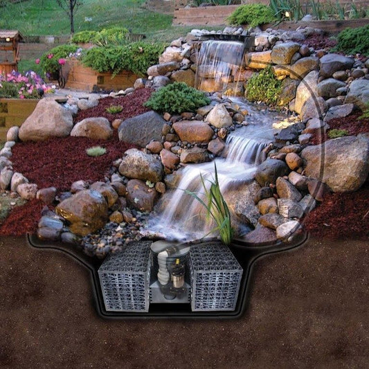 Pro-Series Just-A-Falls Kit w/ Standard Res-Cubes 18" Spillway (7' Stream) - Living Water Aeration