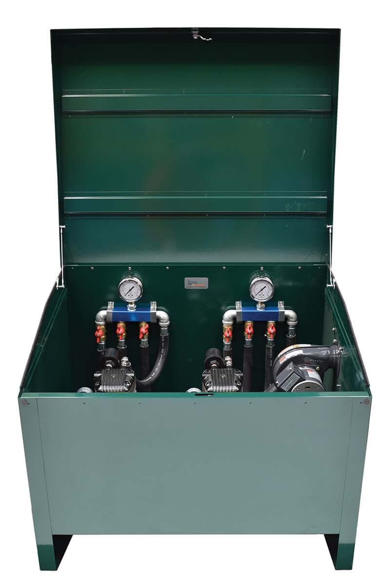 Airpro 1/2 HP rocking piston pond aeration system with 6 diffusers cabinet with dual compressors, gauges, and air manifolds