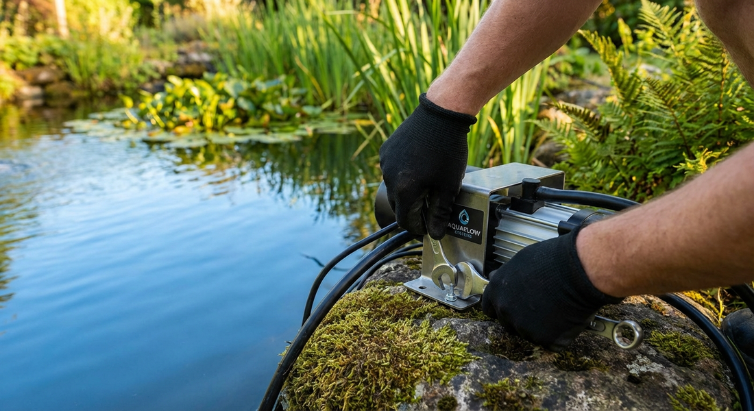 Step-by-step pond aerator installation diagram