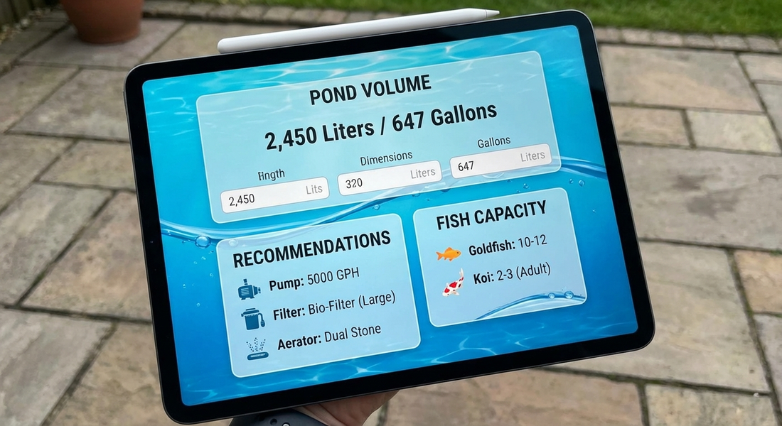 Pond size calculator with volume formulas