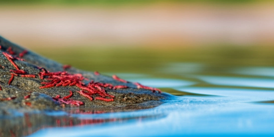Tiny red worms bloodworm larvae in pond water - identification and removal guide