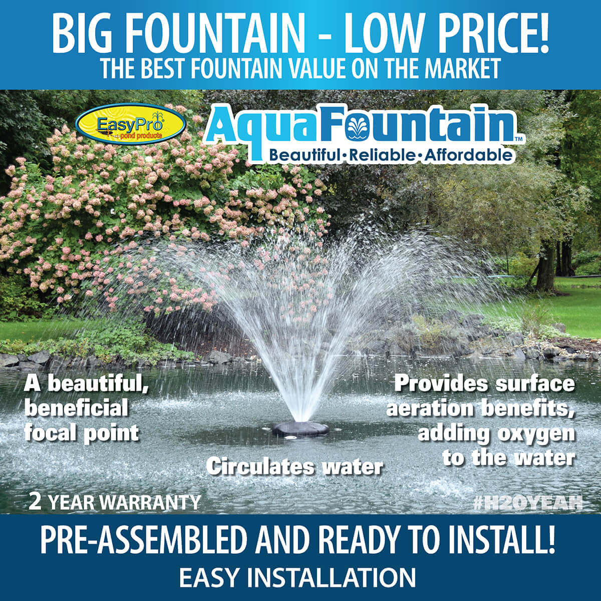 Easypro 1/2 HP Aqua Fountain - Living Water Aeration