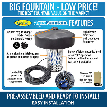 Easypro 1/2 HP Aqua Fountain - Living Water Aeration