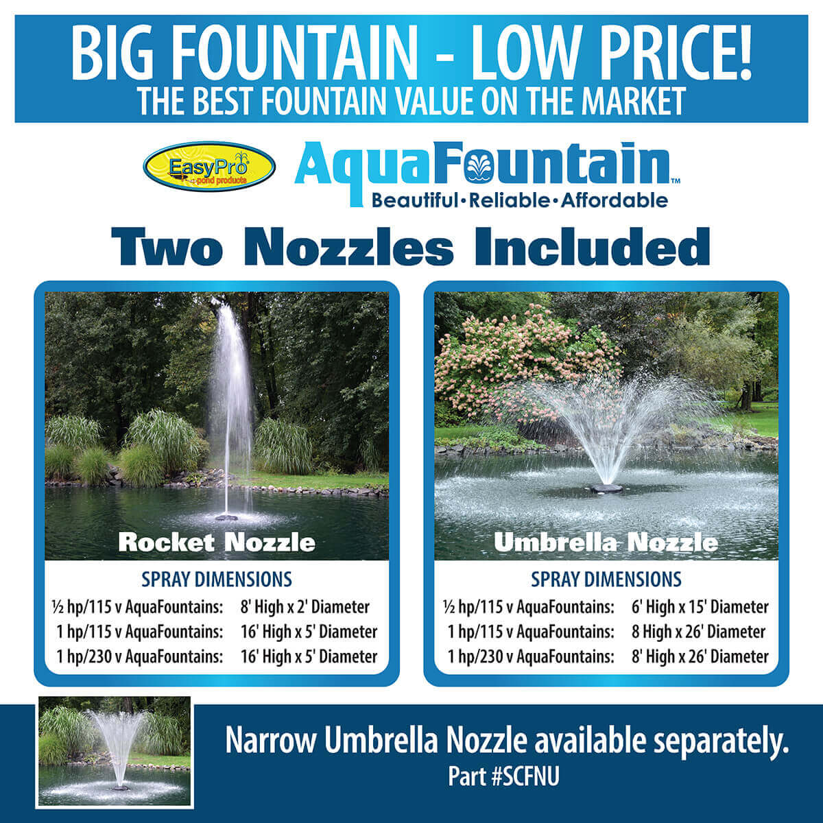Easypro 1/2 HP Aqua Fountain - Living Water Aeration