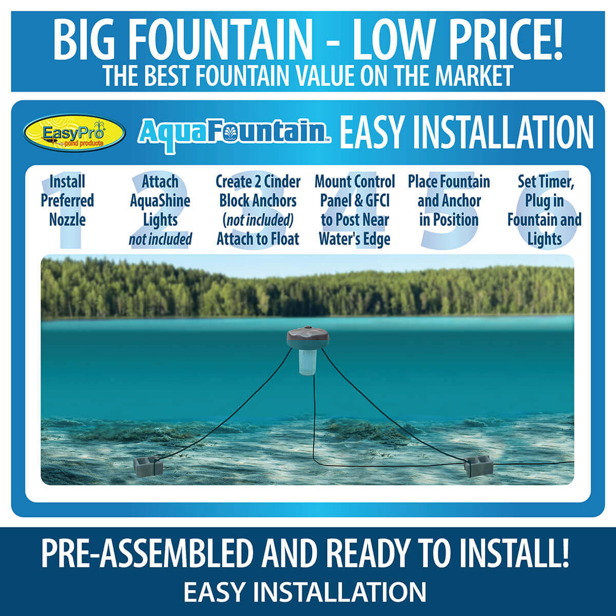 Easypro 1/2 HP Aqua Fountain - Living Water Aeration