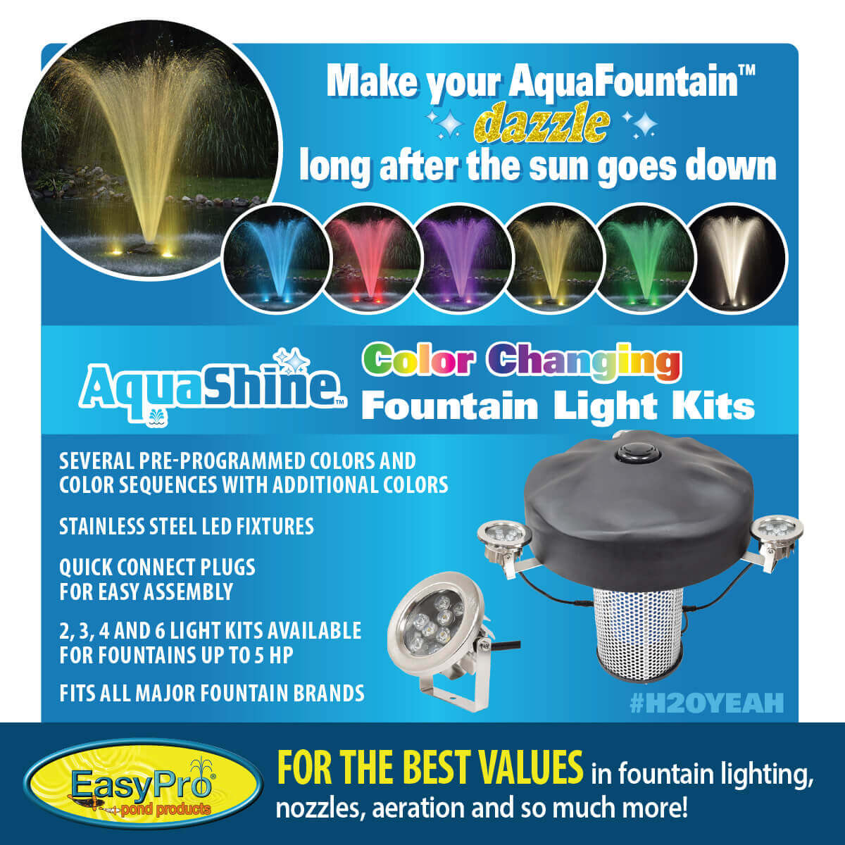 Easypro 1/2 HP Aqua Fountain - Living Water Aeration