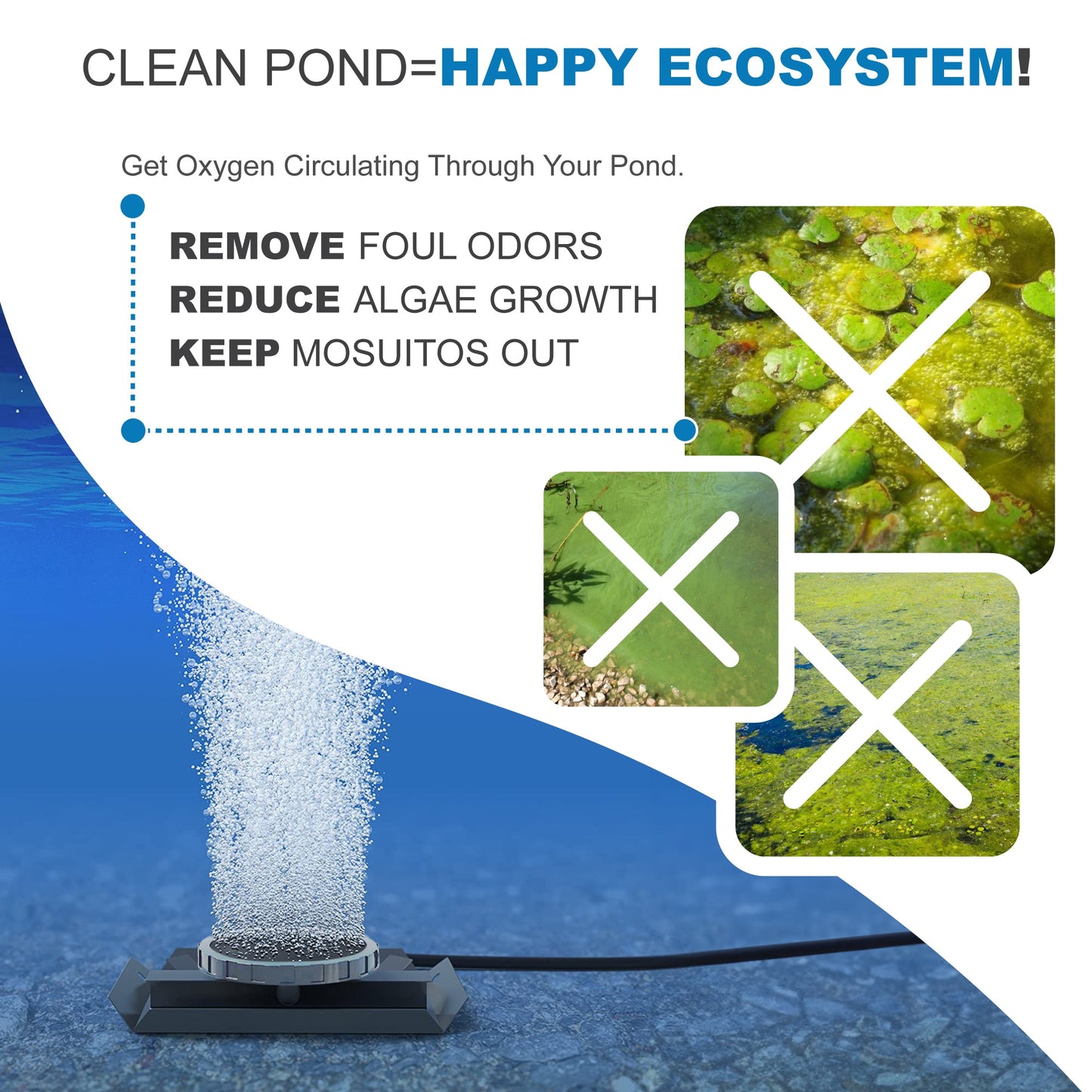 Solaer Solar Powered Pond Aerator - Up to 2 acres - Living Water Aeration