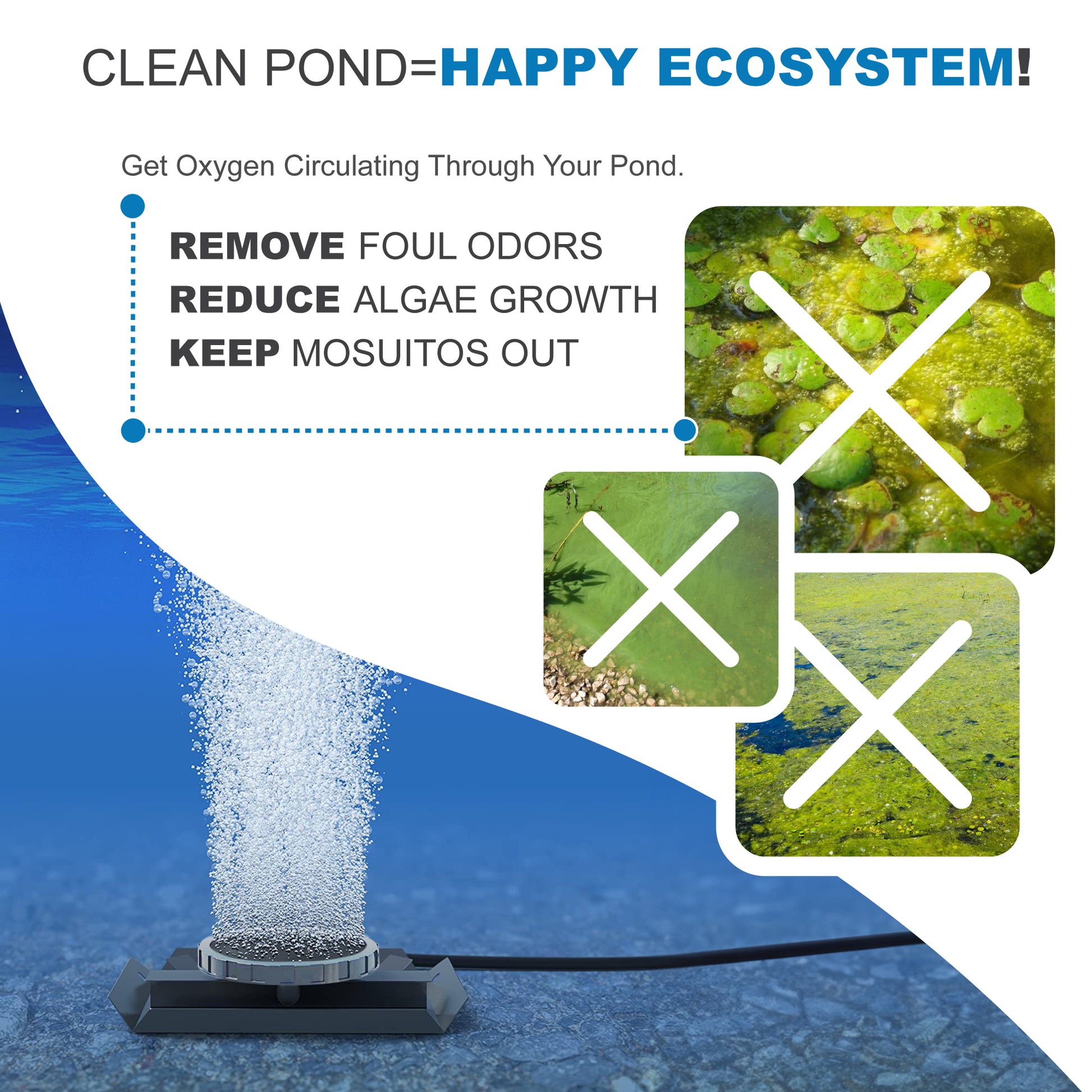 Solaer Solar Powered Pond Aerator - Up to 4 acres - Living Water Aeration