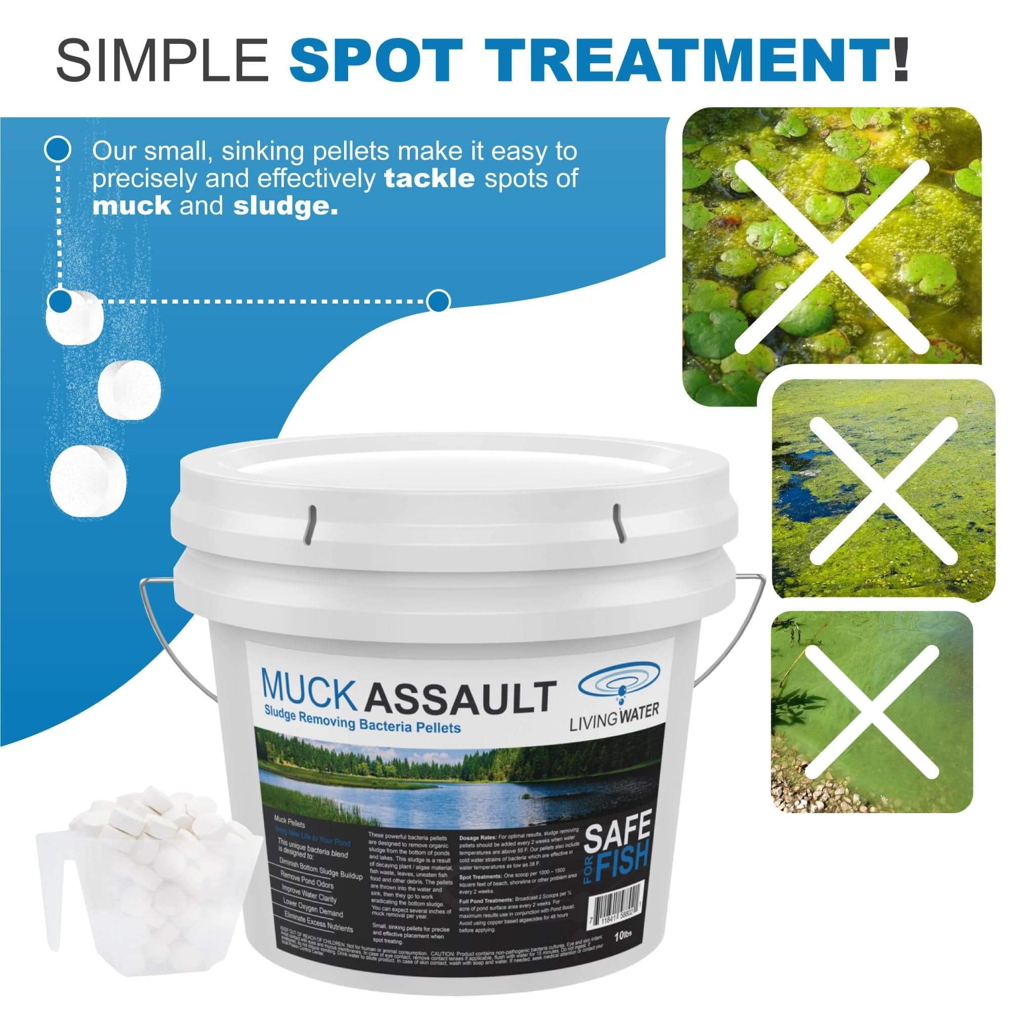 Easypro ABB25X Pond Sludge Remover Pellets – 25lbs Bulk – Beneficial Bacteria For Muck Digestion & Water Clarity